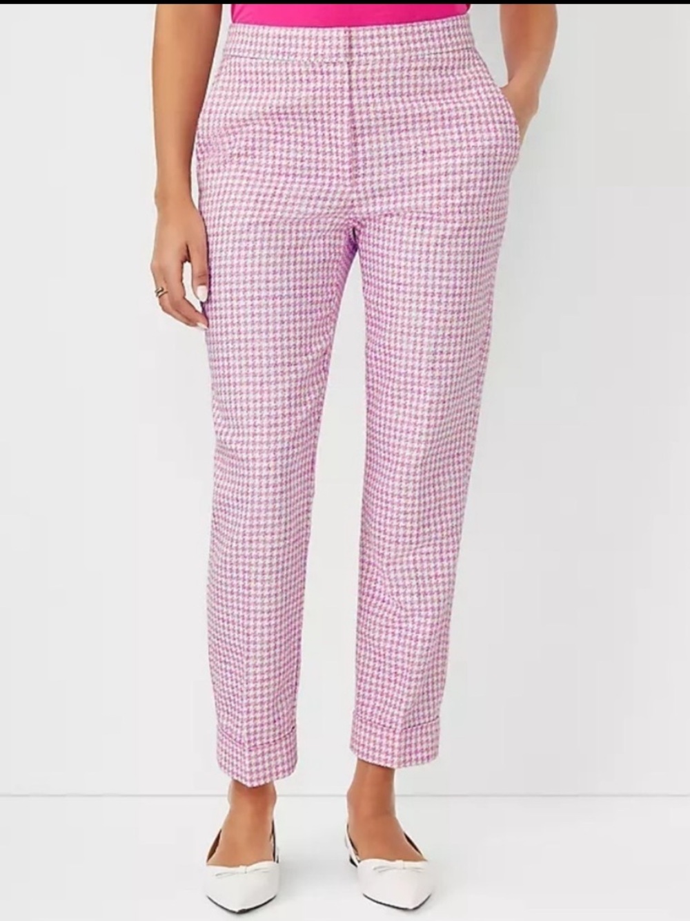 Ann Taylor Pink Houndstooth Women’s Pants